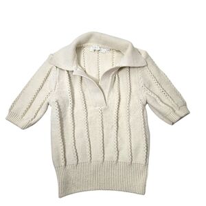 ASTR Kids Open Knit Polo Ivory Sweater